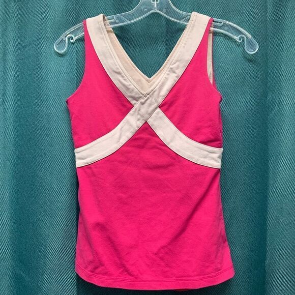 lululemon Pink and White Tank Top Size 0 - Picture 1 of 4